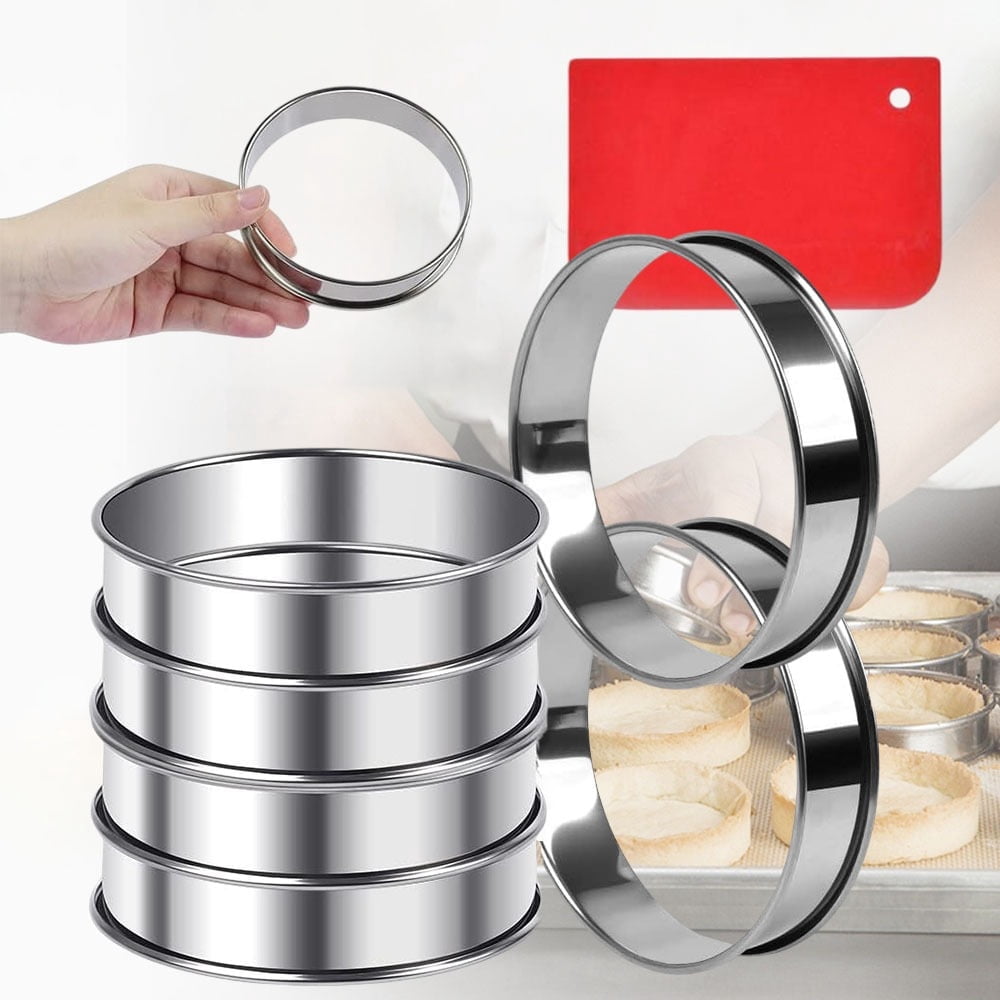 English Muffin Ring Set of 8, 4-Inch Stainless Steel Cooking Rings for ...