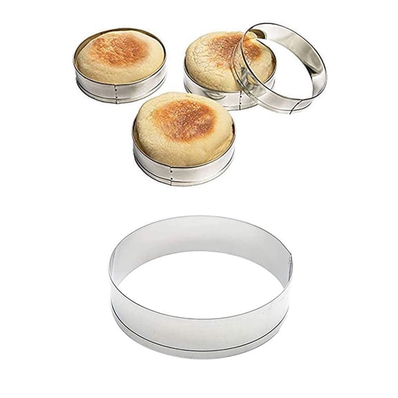 English Muffin Rings,3.7 Inch Double Rolled Stainless Steel Crumpet Tart Rings,Cooking Pastry Ring,Cakes Molds for Baking Kilougeis