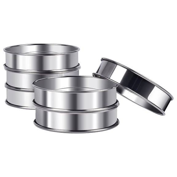 English Muffin Rings, ARRITZ 6 Pcs 4 inch Double Rolled Stainless Steel Crumpet Tart Rings, Cakes Molds for Baking
