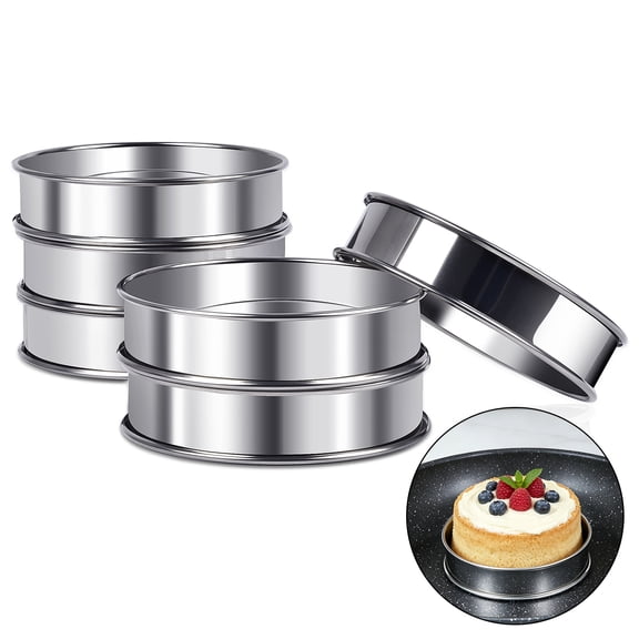 English Muffin Rings, ARRITZ 6 Pcs 4 inch Double Rolled Stainless Steel Crumpet Tart Rings, Cakes Molds for Baking