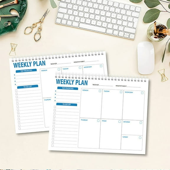 English Notes Notebook Double Line | Weekly Planner Diary Book | Fractional Point System • Lined Scheduling Pad • Durable Paper Hardcover | 25.4x19cm Memo Organizer | 305g | 7-Day Productivity Desk