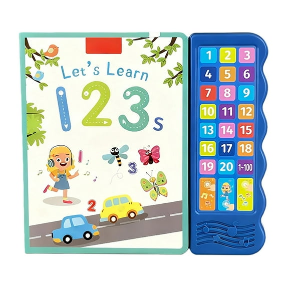 English Number Reading Book Finger Touch Audio Toy for Early Learning Number Recognition 1-20 with Vocabulary for 2-5 Years Interactive Sound Book
