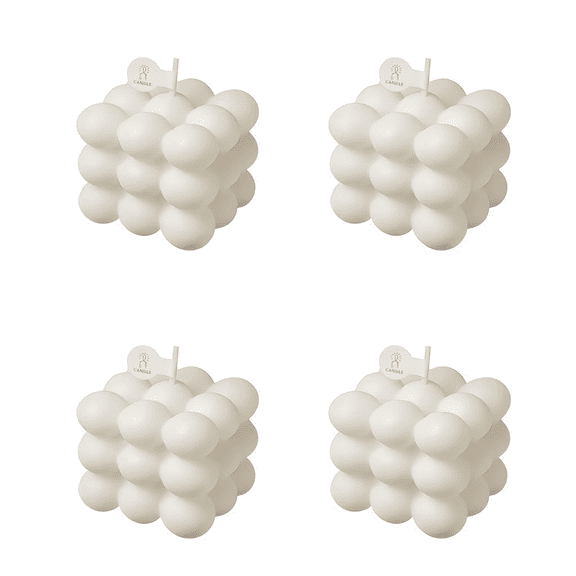 English Pear & Freesia Bubble Candle Set, 4 Pack Handmade Soy Wax Decorative Candles for Home Decor, Wedding, Meditation and Gifts