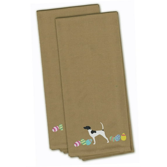 English Pointer Easter Tan Embroidered Towel Set of 2