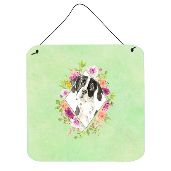 English Pointer Green Flowers Wall or Door Hanging Prints