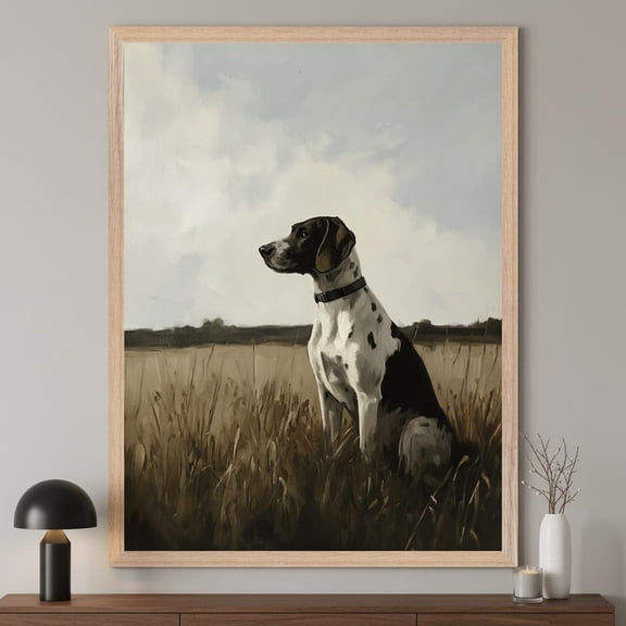 English Pointer Rustic Field Wall Art Hunting Dog Portrait Print Country Farmhouse Decor P