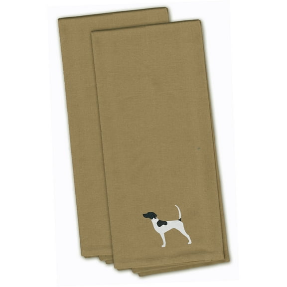 English Pointer Tan Embroidered Towel Set of 2