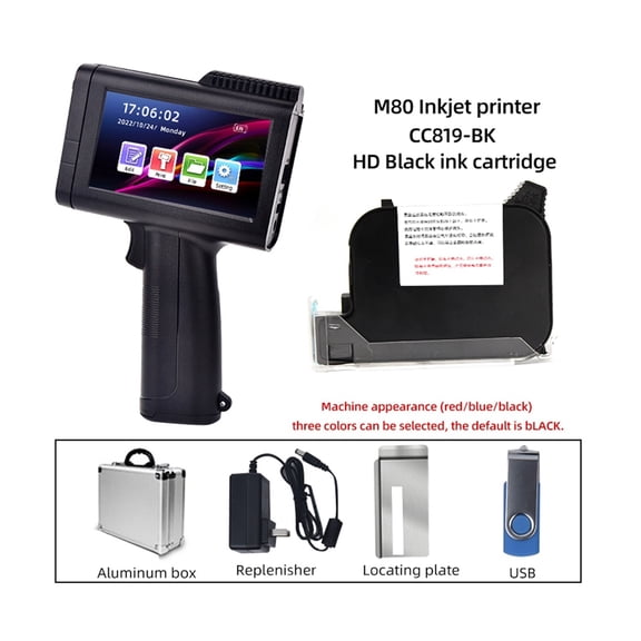 English Portable Small Label Handheld Inkjet Printer Production Date QR Code Batch Number Logo HD Printing Fadeless Fast Drying ,Multifunction Inkjet Printer