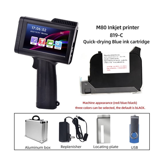 English Portable Small Label Handheld Inkjet Printer Production Date QR Code Batch Number Logo HD Printing Fadeless Fast Drying ,Portable & User