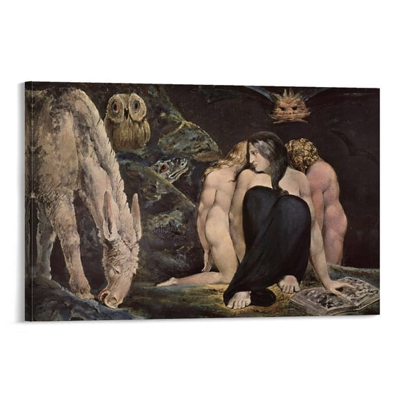 English Romantic Painters William Blake Hecaten Poster Canvas Art Poster and Wall Art Picture Print Modern Family bedroom Decor Posters 24x36inch(60x90cm)