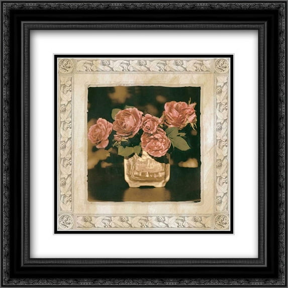 English Rose II 2x Matted 20x20 Black Ornate Framed Art Print by Arduini, JoAnn T.
