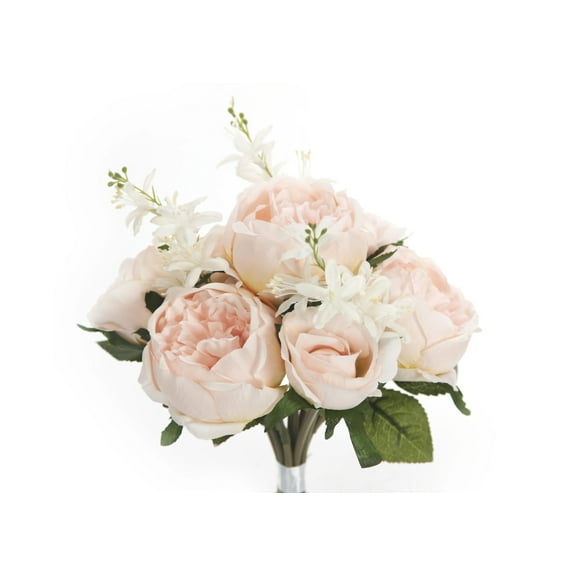 English Rose Silk Flower Bouquet Blush