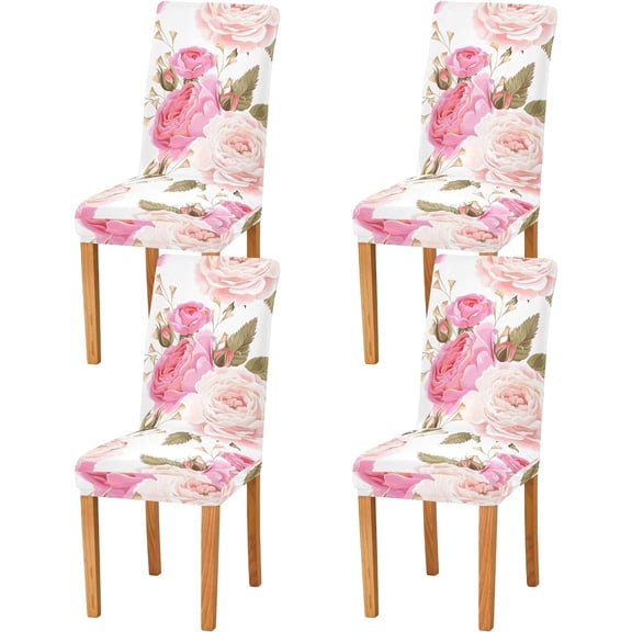 English Roses Versatile Parsons Chair Slipcover, Stretchy Spandex Chair Covers for Dining Room, Armless Dining Table Seat Covers Set of 4, Chair Covers Washable