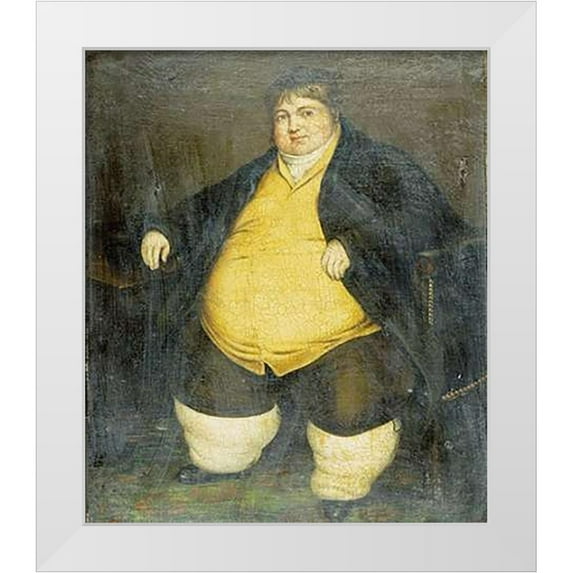 English School 15x17 White Modern Wood Framed Museum Art Print Titled - Portrait of Daniel Lambert