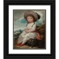 thumbnail image 1 of English School 15x18 Black Ornate Wood Framed Double Matted Museum Art Print Titled - A Portrait of a Young Girl, Seated in a Landscape with Her Pet Dog, Thought to Be the Honorable Mar, 1 of 5