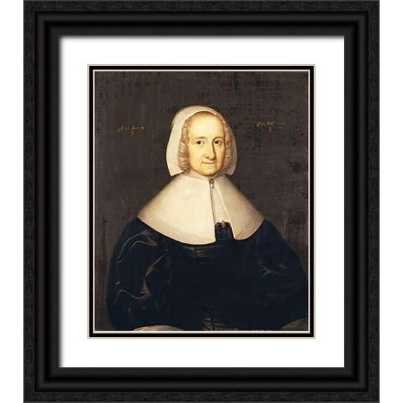 English School 26x31 Black Ornate Wood Framed with Double Matting Museum Art Print Titled - Portrait of Lady Elisabeth Cromwell