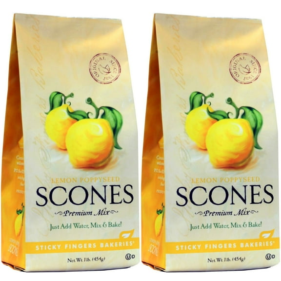 English Scone Mix, Lemon Poppyseed by Sticky Fingers Bakeries  Easy to Make English Scones Fresh Baked, Makes 12 Scones (2 pk)