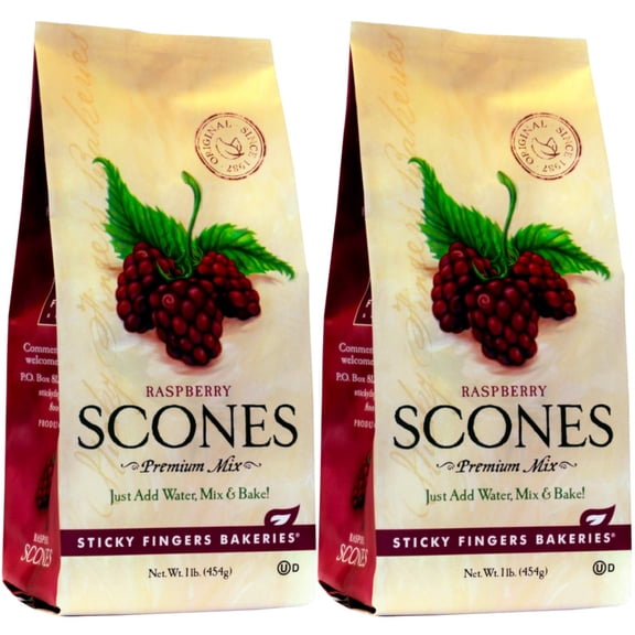 English Scone Mix with GGA1 Raspberry by Sticky Fingers Bakeries - Easy to Make English Scones Fresh Baked, Makes 12 Scones (2pk)