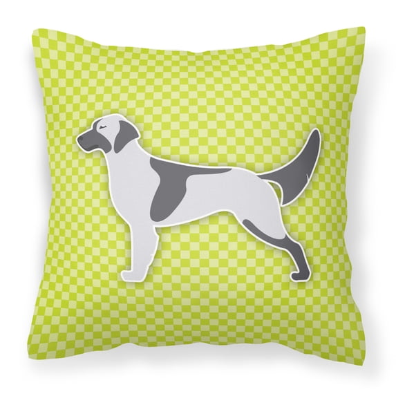 English Setter Checkerboard Green Fabric Decorative Pillow