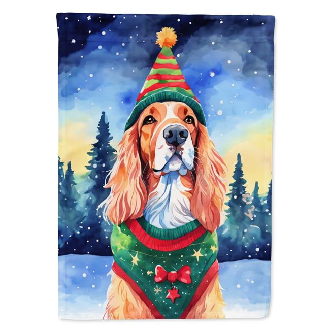 English Setter Christmas House Flag 28 in x 40 in