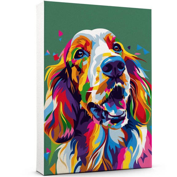 English Setter Dog Canvas Wall Art Poster Prints Colorful Pop Animal Art Wall Decor Dog Picture Artwork Pet Dog Painting Poster for Home Bedroom Living Room Decoration Framed