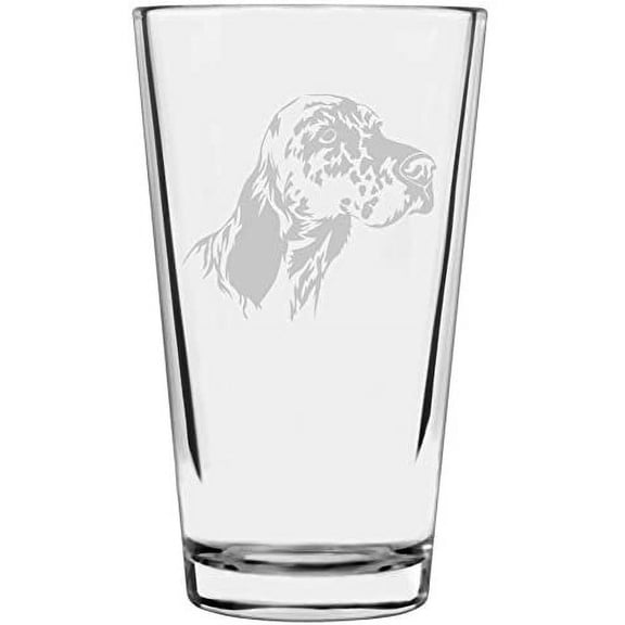 English Setter Dog Themed Etched All Purpose 16oz Libbey Pint Glass