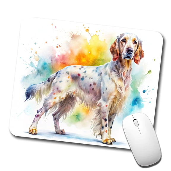English Setter Dog Watercolor Style Mouse Pad Low Profile Gaming Mat
