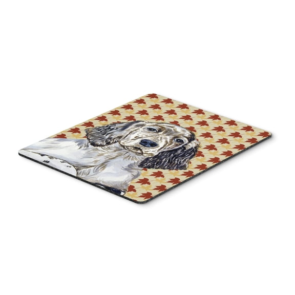 "English Setter Fall Leaves Portrait Mouse Pad Hot Pad or Trivet"