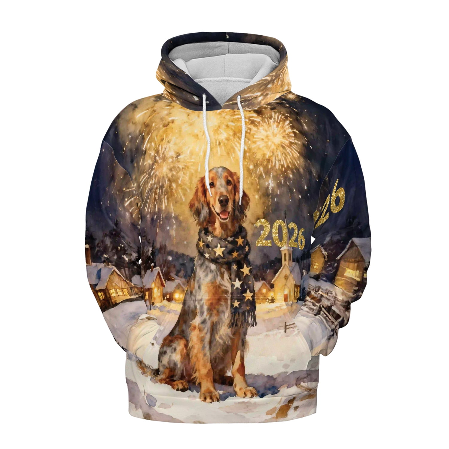 English Setter Happy New Year 2026 with Fireworks on New Year's Eve All ...