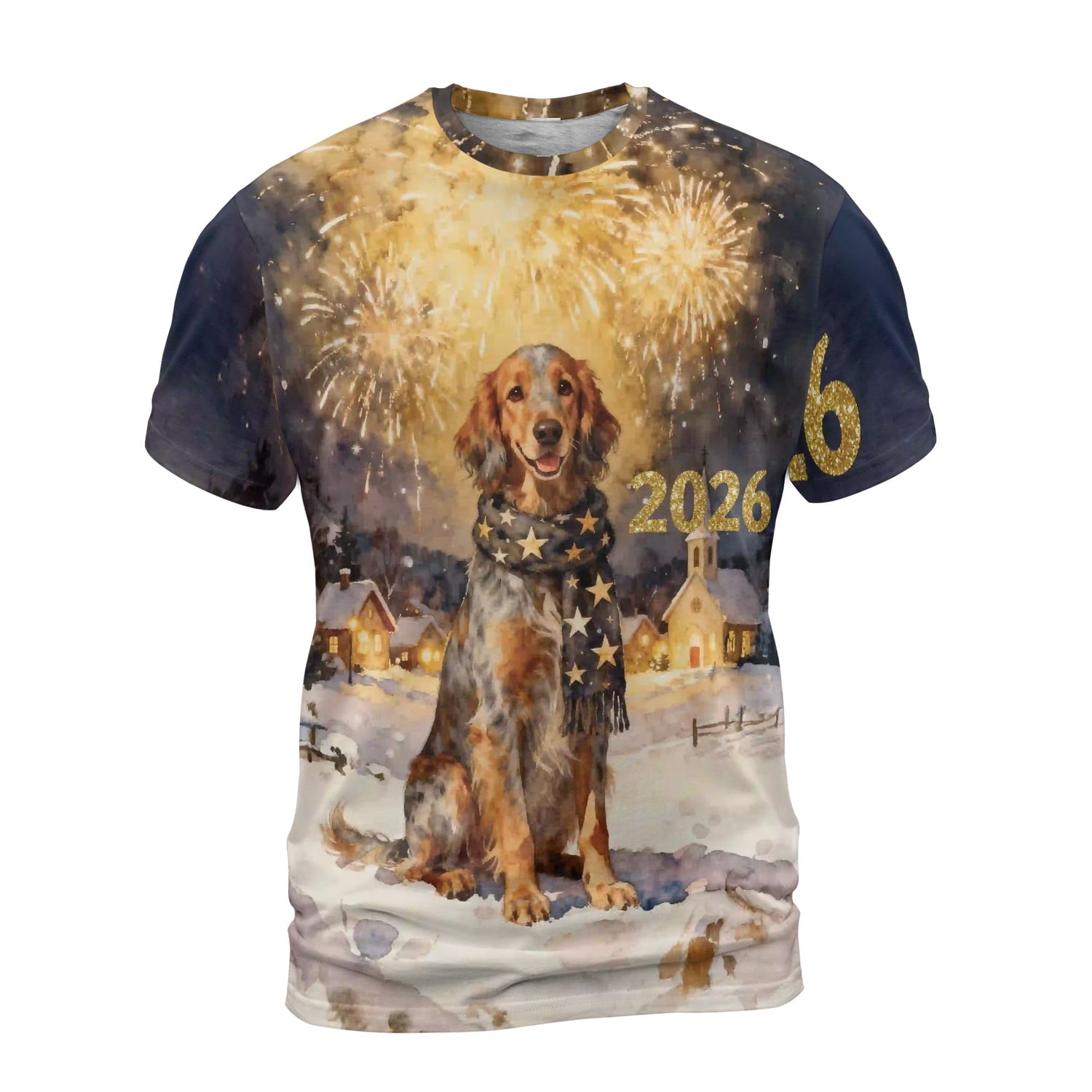 English Setter Happy New Year 2026 with Fireworks on New Year's Eve All ...