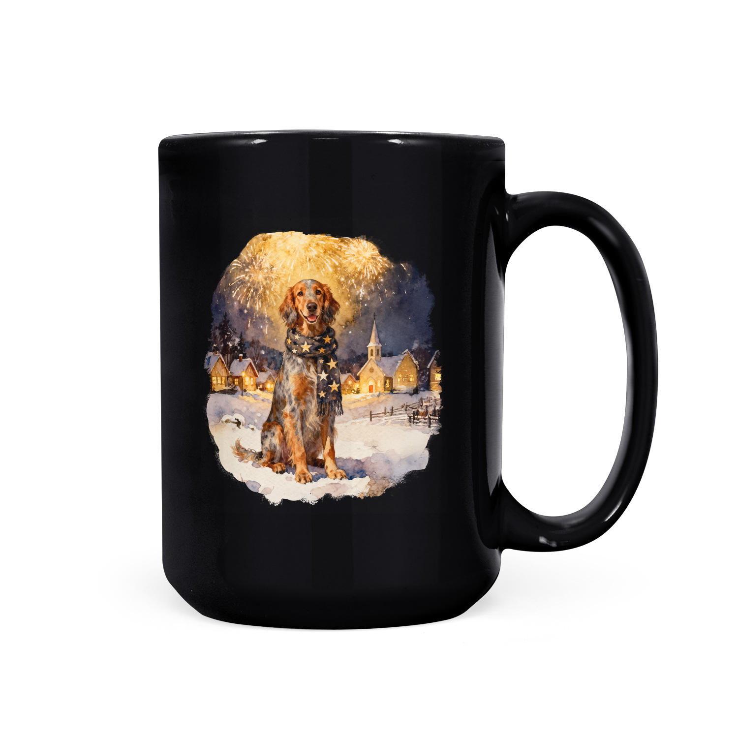 English Setter Happy New Year 2026 with Fireworks on New Year's Eve Mug ...