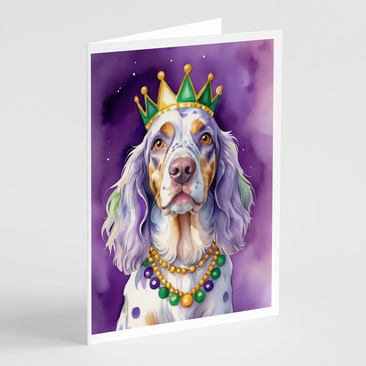 English Setter King of Mardi Gras Greeting Cards Pack of 8 7 in x 5 in
