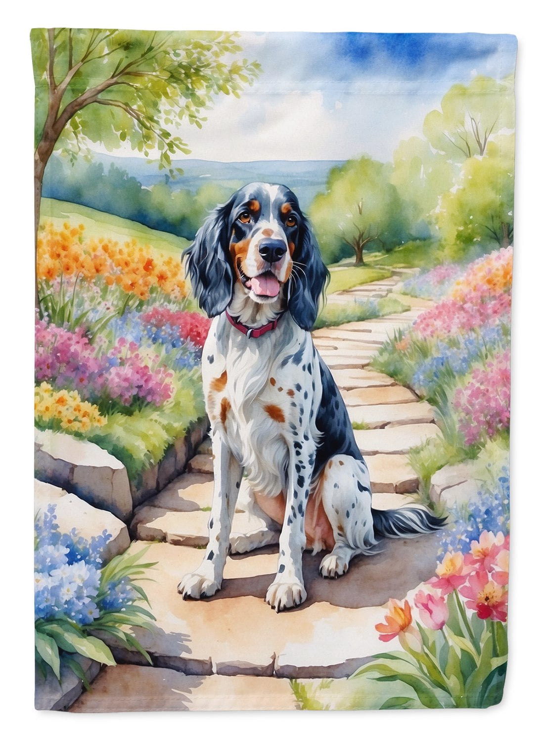 English Setter Spring Path Garden Flag 11.25 in x 15.5 in