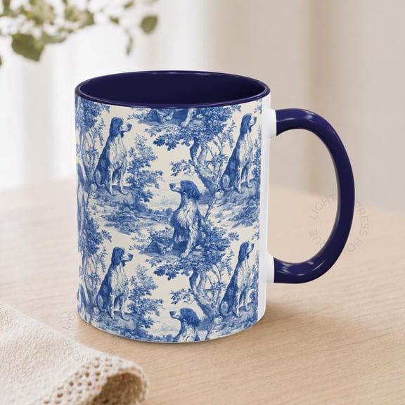 English Setter Toile Mug French Toile de Jouy Coffee Cup Gift for Laverack Setter Lovers S