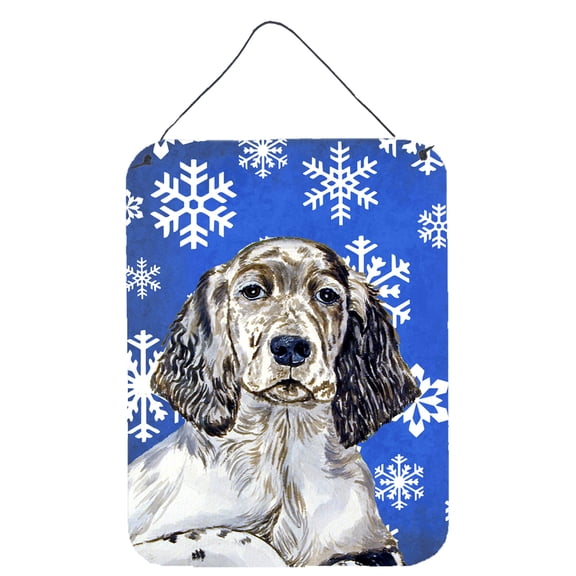 English Setter Winter Snowflakes Holiday Wall or Door Hanging Prints