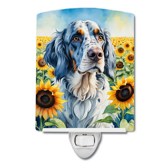 English Setter in Sunflowers Ceramic Night Light 4 in x 6 in