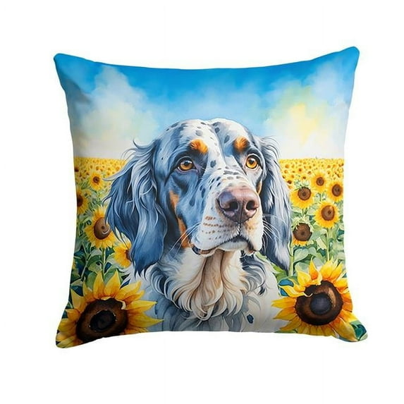 English Setter in Sunflowers Throw Pillow 18 in x 18 in