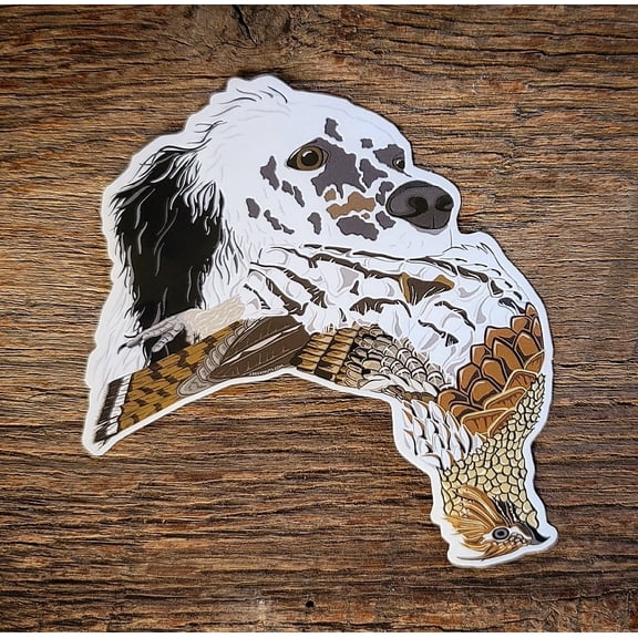 English Setter with Grouse Sticker Decal