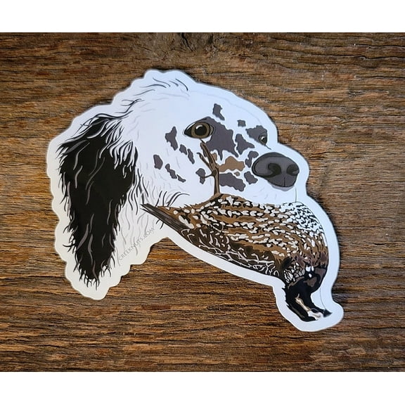 English Setter with Quail Sticker Decal