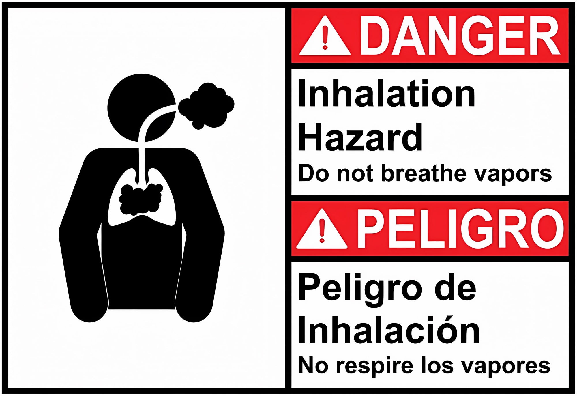 English + Spanish ANSI DANGER Inhalation Hazard Breathe Vapors Sign - 8 ...