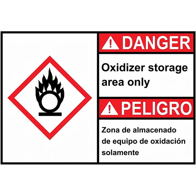 English + Spanish ANSI DANGER Oxidizer Storage Area Only Sign - 8