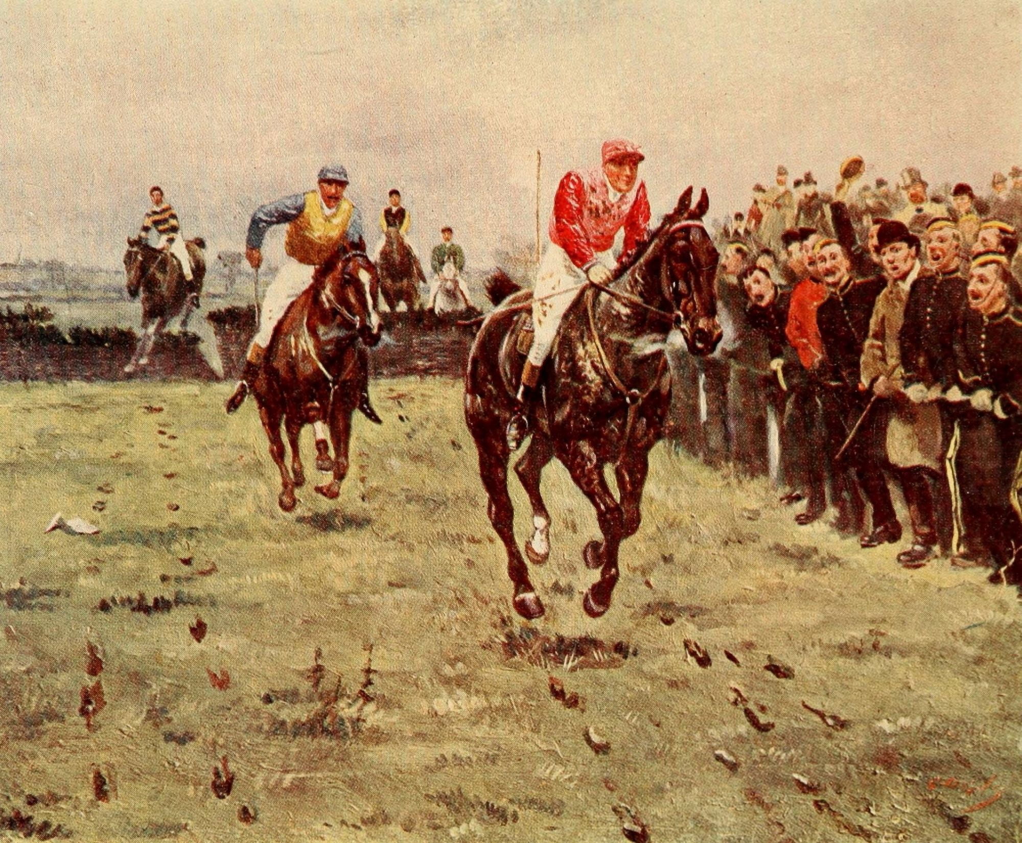English Sport 1903 A military steeplechase Canvas Art - GD Giles (24 x 36)