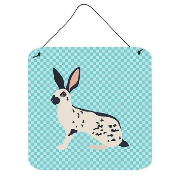 English Spot Rabbit Blue Check Wall or Door Hanging Prints - 6 x 6 in.