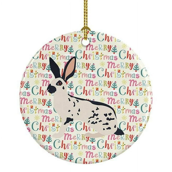 English Spot Rabbit Christmas Ceramic Ornament 2.8 in x 2.8 in