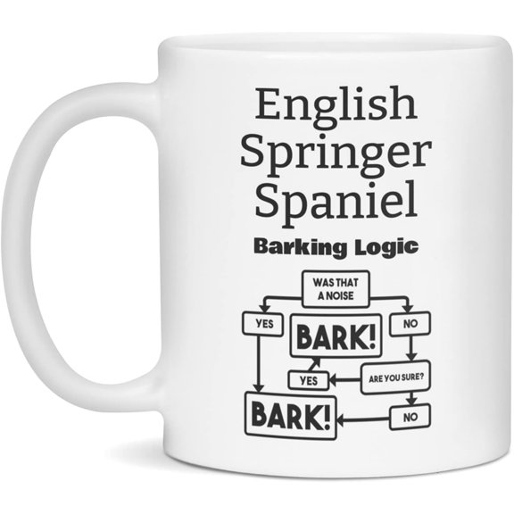 English Springer Spaniel Barking Noises Mug, Funny Mugs, 11-Ounce White
