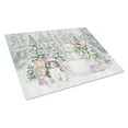 thumbnail image 1 of English Springer Spaniel Black and White with Christmas Presents Glass Cutting Board Large 12 in x 15 in, 1 of 3