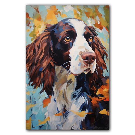 English Springer Spaniel Canvas Wall Art Colorful Pet Canvas Oil Painting Canvas Print Street Art Farmhouse Cattle Modern Artwork Living Bedroom Bathroom Home Office Decor