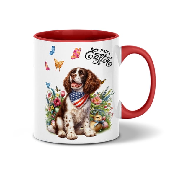 English Springer Spaniel Celebrates Spring and Enjoys a Happy Easter 11oz Accent Two-tone Mug Springers Dog Lover Gifts Coffee Tea Cup - 02001