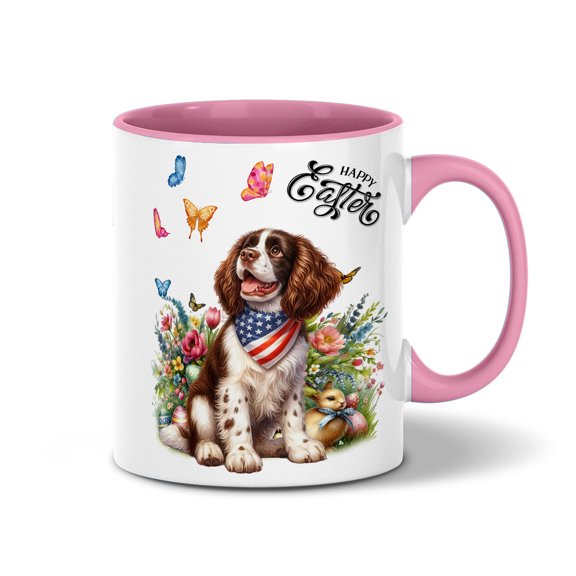 English Springer Spaniel Celebrates Spring and Enjoys a Happy Easter 11oz Accent Two-tone Mug Springers Dog Lover Gifts Coffee Tea Cup - 02001