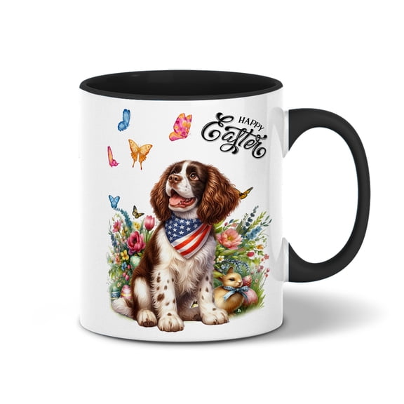 English Springer Spaniel Celebrates Spring and Enjoys a Happy Easter 11oz Accent Two-tone Mug Springers Dog Lover Gifts Coffee Tea Cup - 02001